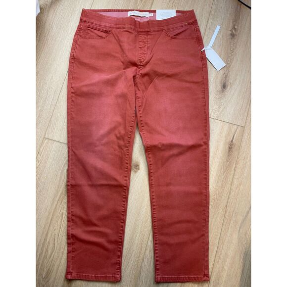 Soft Surroundings Rust Red Slim Straight Jeans Size 14P NWT - Picture 1 of 5